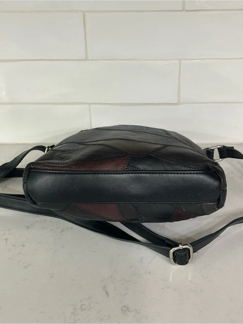 Jaclyn Smith Black Patchwork Leather Crossbody